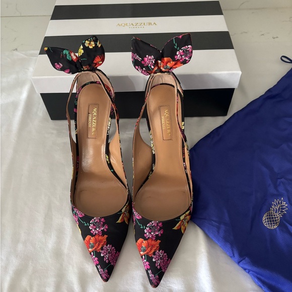 Aquazzura Shoes - Aquazzura Deneuve Bow Tie 105 Floral Slingback Pump EU 38/US 7.5